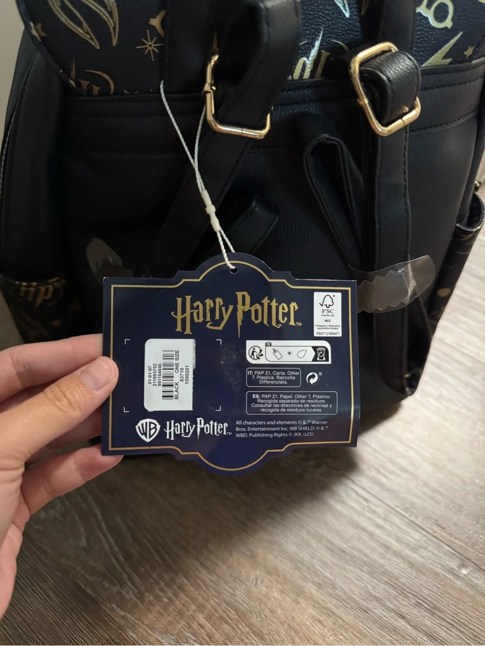 Warner Bros. Harry Potter Black & Gold Emblem Backpack